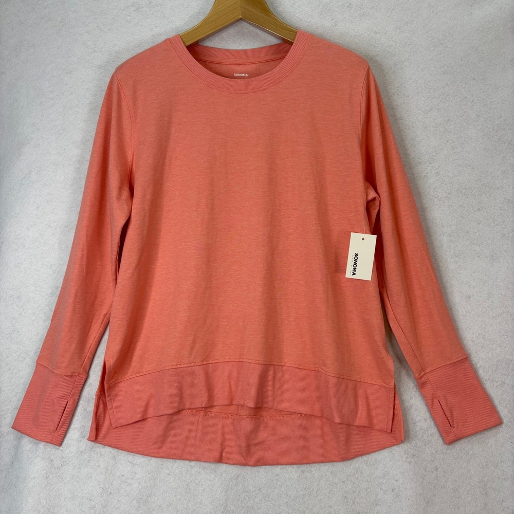 Sonoma‎ Goods For Life Thumbhole Pullover Sweatshirt Coral Womens XL Athleisure